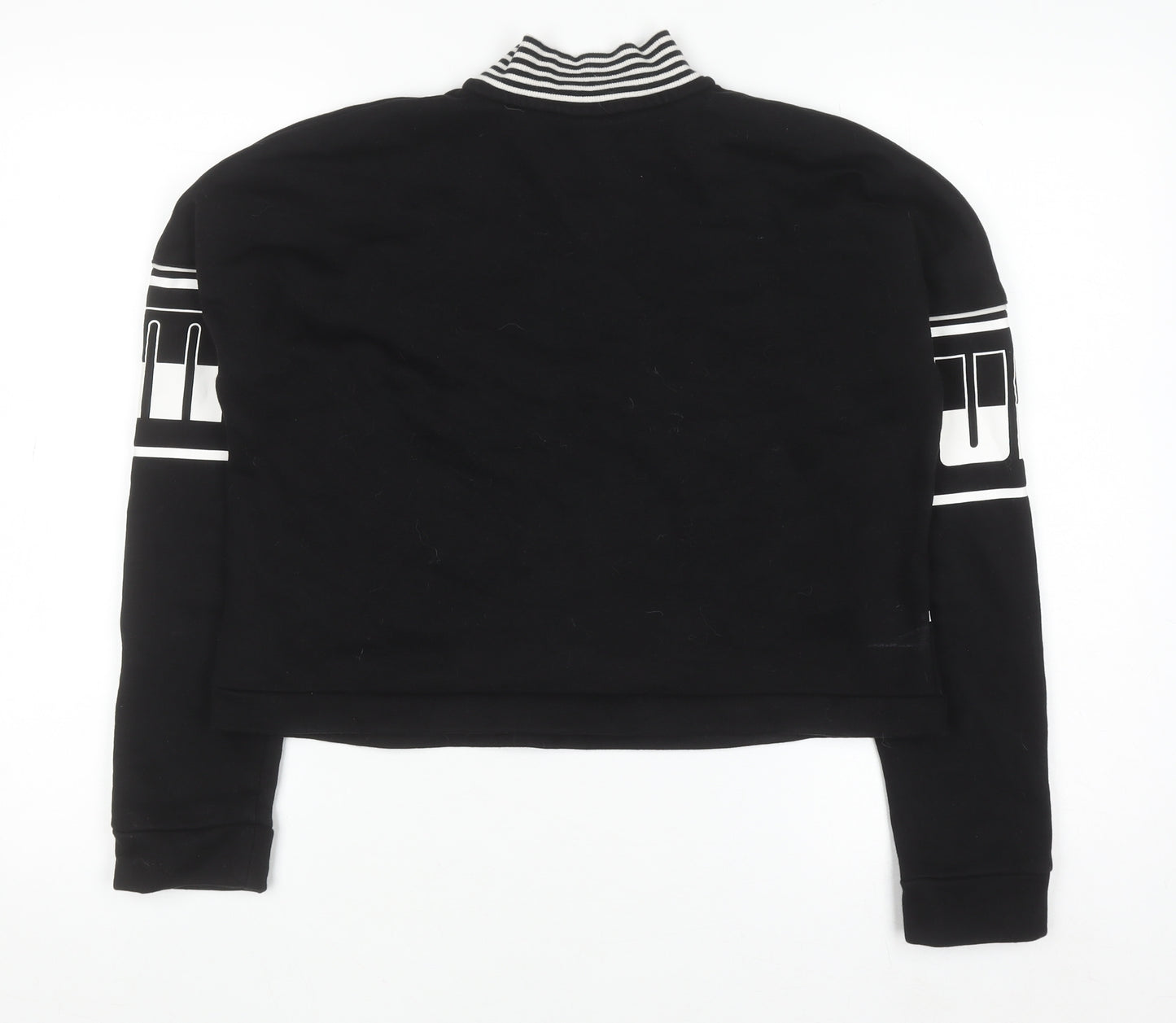 Puma Women's Black 1/4 Zip Sweatshirt Size 8 Striped Mock Neck