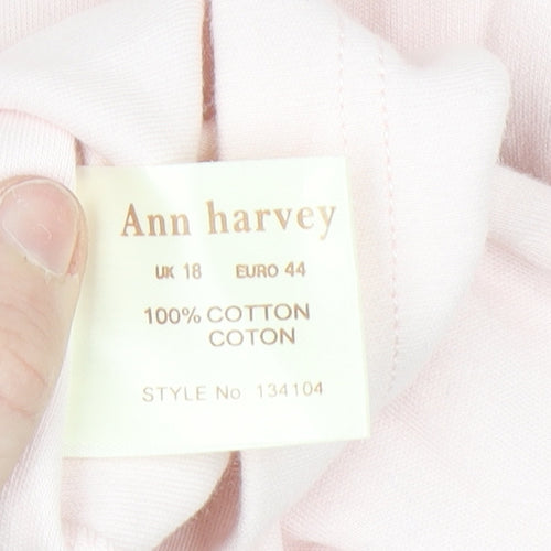 Ann Harvey Women's Pink Cotton Short Sleeve Basic T-Shirt Size 18
