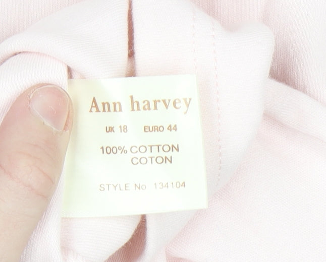 Ann Harvey Women's Pink Cotton Short Sleeve Basic T-Shirt Size 18