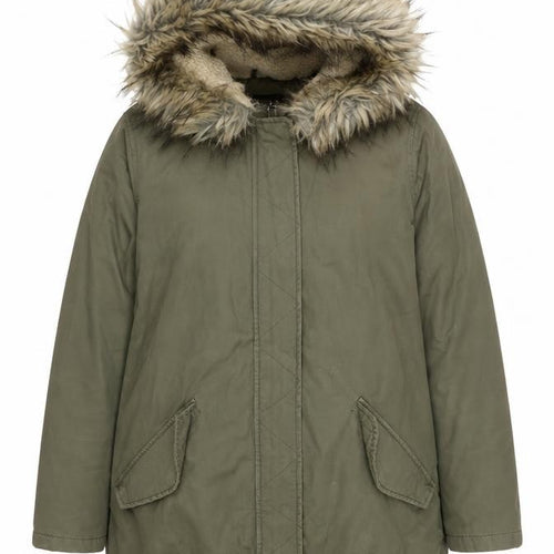 Brave Soul Women’s Green Faux Fur Hooded Parka Jacket Size 14