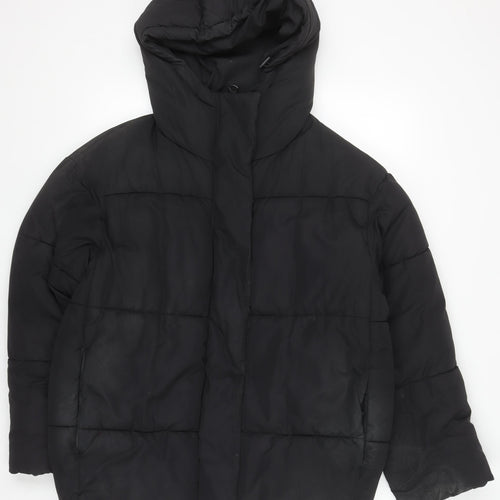 Monki Women's Black XS Puffer Jacket Hooded Winter Coat