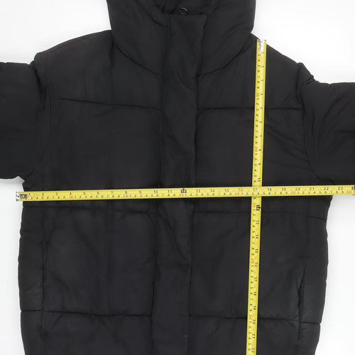 Monki Women's Black XS Puffer Jacket Hooded Winter Coat