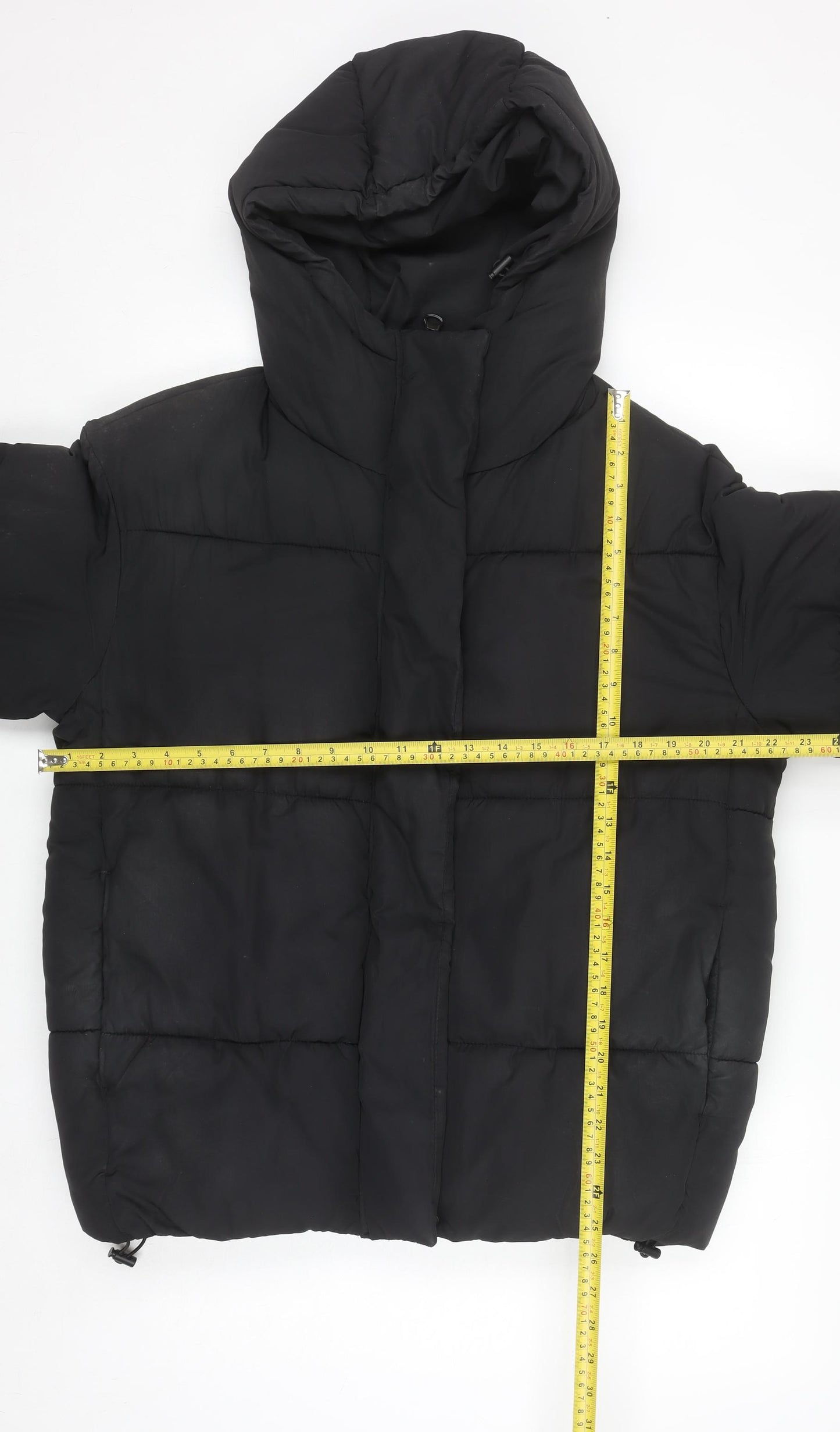 Monki Women's Black XS Puffer Jacket Hooded Winter Coat