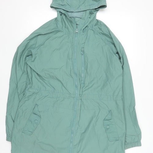Fat Face Women's Green Hooded Parka Jacket Size 12 Cotton Blend