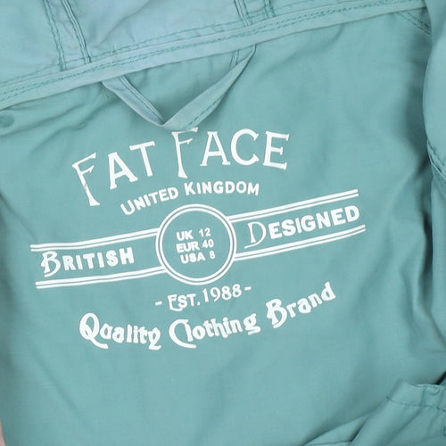 Fat Face Women's Green Hooded Parka Jacket Size 12 Cotton Blend