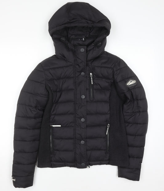 Superdry Men's Black M Fuji Double Zip Hooded Puffer Jacket