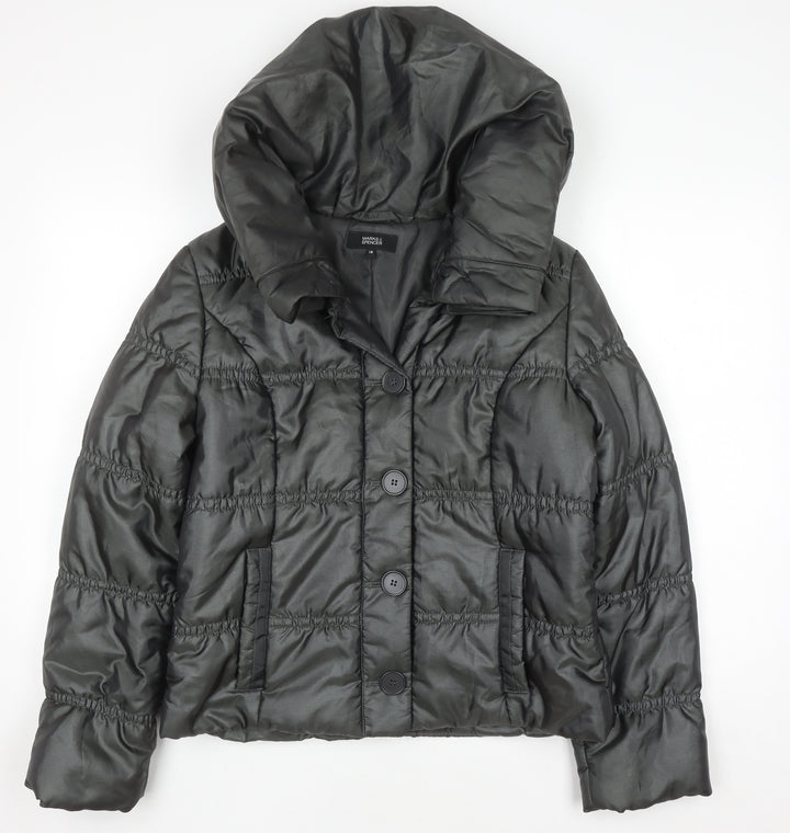 Marks & Spencer Women’s Grey Puffer Jacket UK 14 Hooded Short Coat