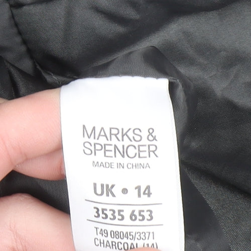 Marks & Spencer Women’s Grey Puffer Jacket UK 14 Hooded Short Coat