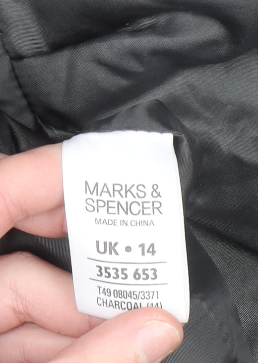 Marks & Spencer Women’s Grey Puffer Jacket UK 14 Hooded Short Coat