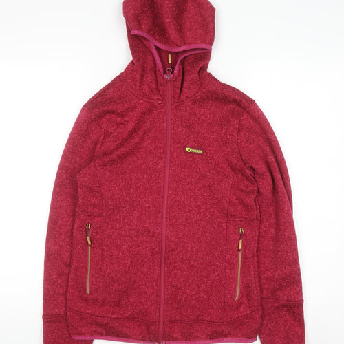NORDSEN Women Red Full Zip Hooded Sweatshirt Small Fleece Warm