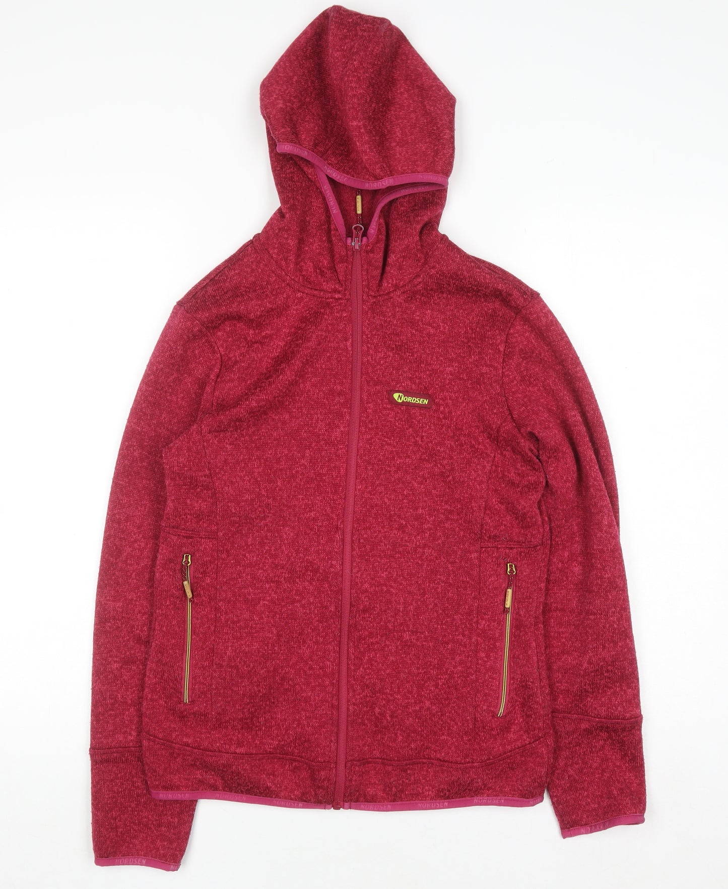 NORDSEN Women Red Full Zip Hooded Sweatshirt Small Fleece Warm