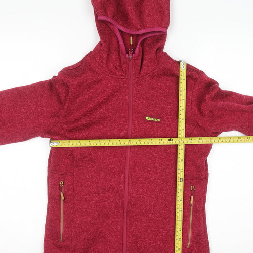 NORDSEN Women Red Full Zip Hooded Sweatshirt Small Fleece Warm