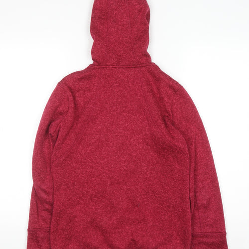 NORDSEN Women Red Full Zip Hooded Sweatshirt Small Fleece Warm