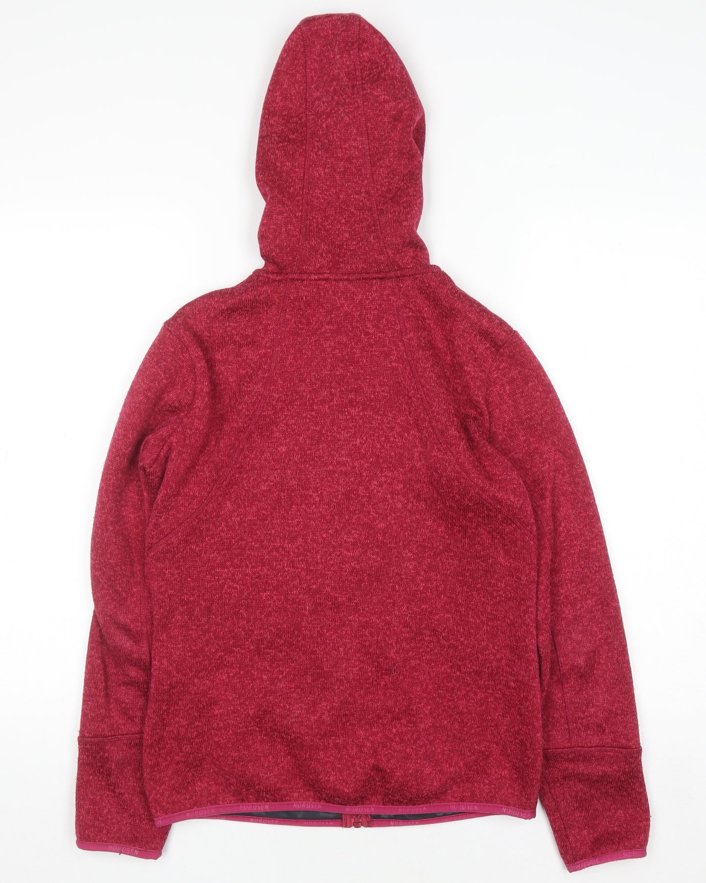 NORDSEN Women Red Full Zip Hooded Sweatshirt Small Fleece Warm