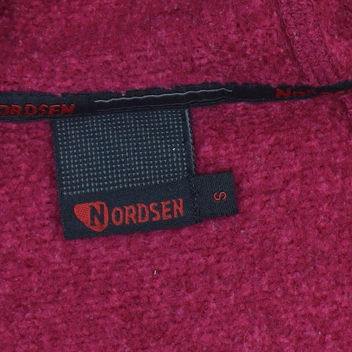 NORDSEN Women Red Full Zip Hooded Sweatshirt Small Fleece Warm