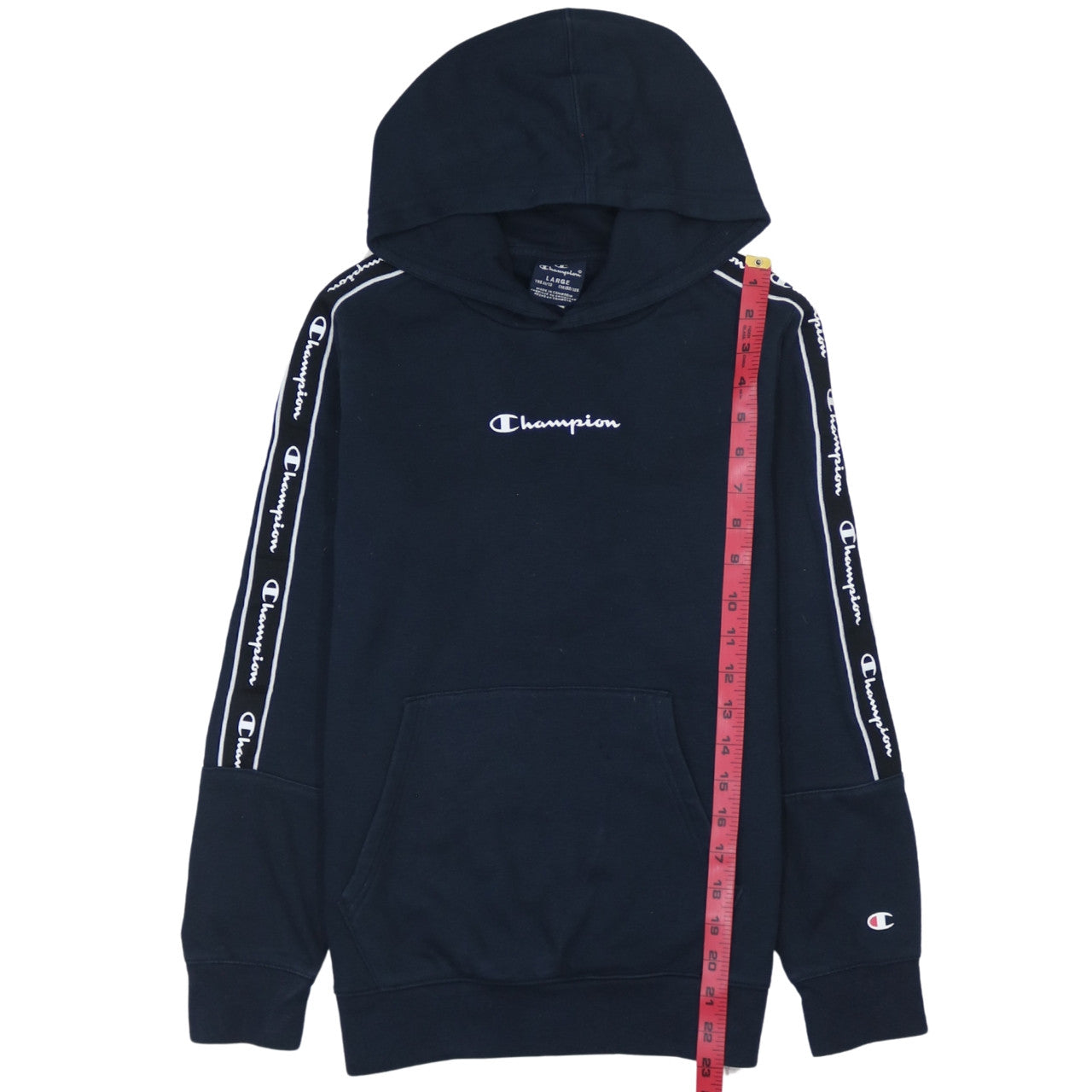 Champion Boys Navy Logo Tape Pullover Hoodie Size 11-12 Years