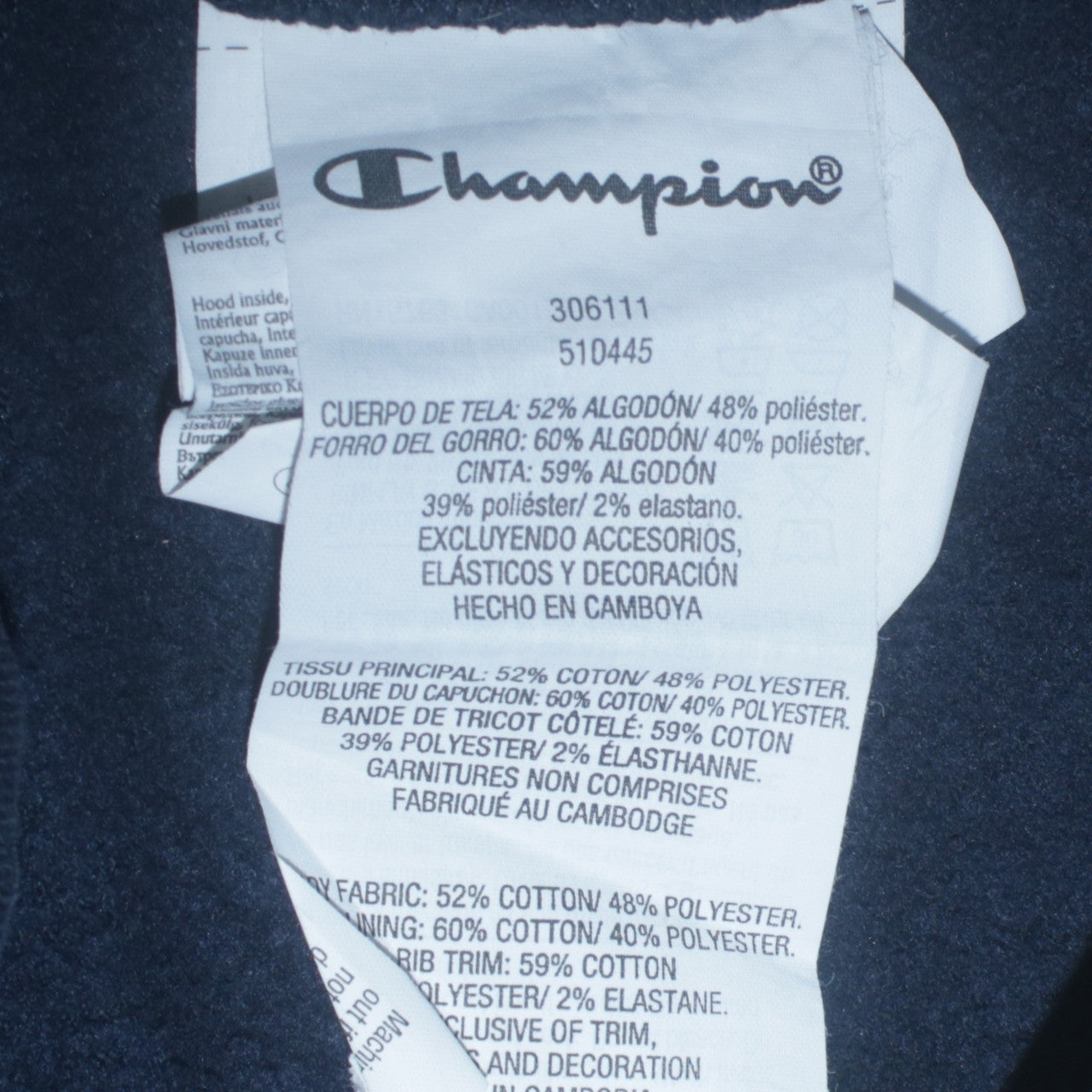 Champion Boys Navy Logo Tape Pullover Hoodie Size 11-12 Years