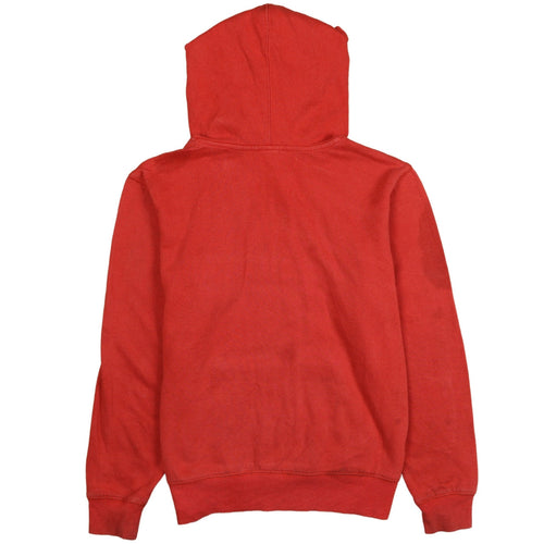 Champion Womens Red Pullover Hoodie L Logo Print Casual Sweatshirt