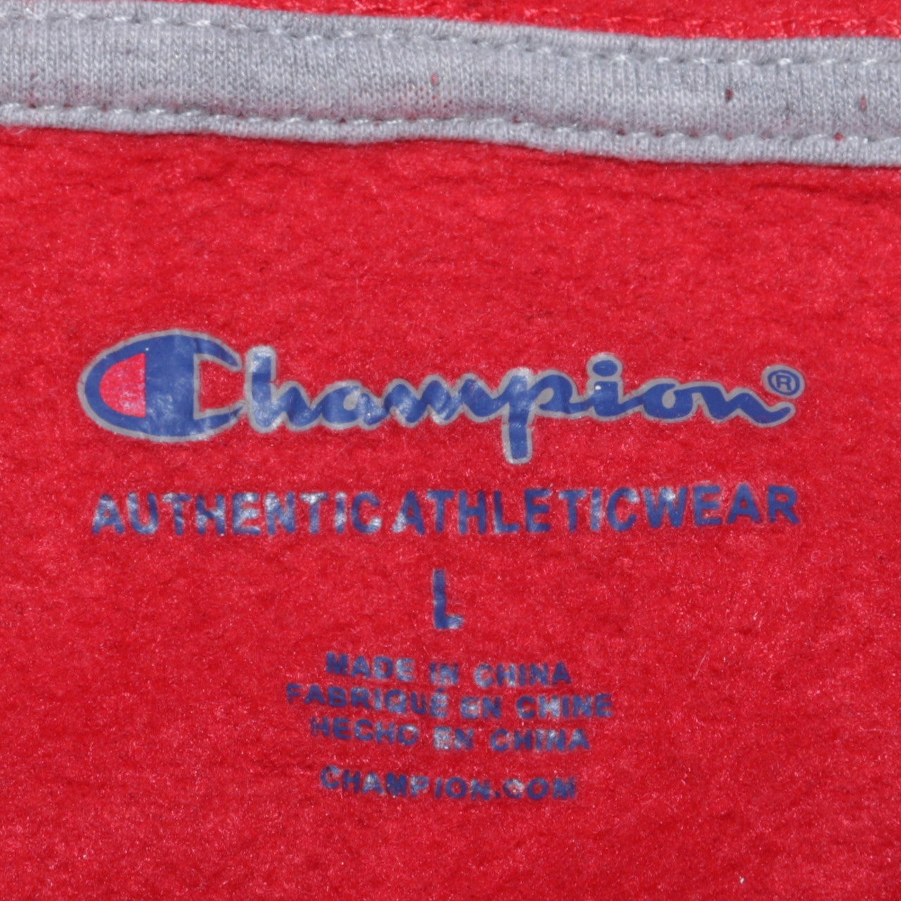 Champion Womens Red Pullover Hoodie L Logo Print Casual Sweatshirt
