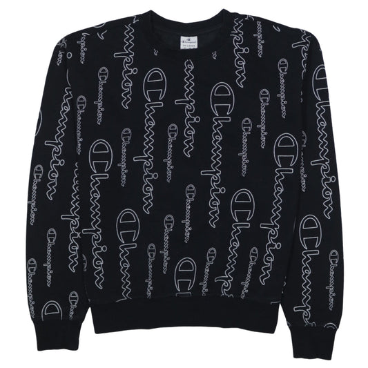 Champion Mens Black 2XL Logo Print Crew Neck Sweatshirt