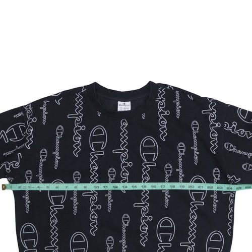 Champion Mens Black 2XL Logo Print Crew Neck Sweatshirt
