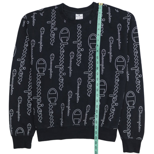 Champion Mens Black 2XL Logo Print Crew Neck Sweatshirt