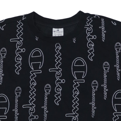 Champion Mens Black 2XL Logo Print Crew Neck Sweatshirt