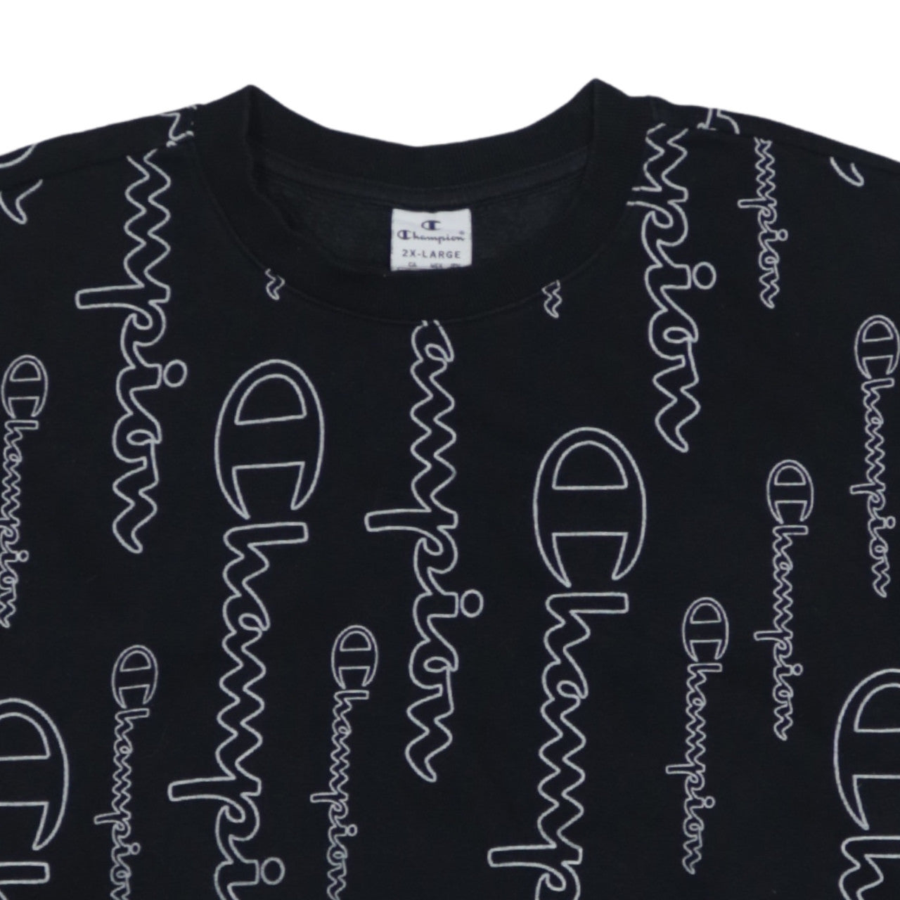 Champion Mens Black 2XL Logo Print Crew Neck Sweatshirt