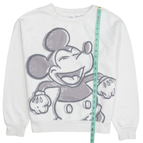 Disney Primark Cares Womens White XS Mickey Mouse Pullover Sweatshirt