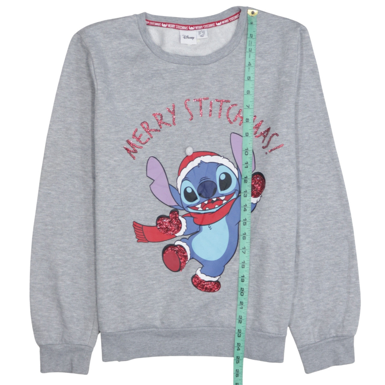 Disney Women Grey Stitch Christmas Sweatshirt Size S 10/12