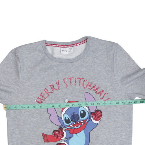 Disney Women Grey Stitch Christmas Sweatshirt Size S 10/12