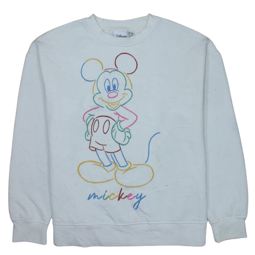Disney Primark Women White Mickey Mouse Crew Neck Sweatshirt Size S