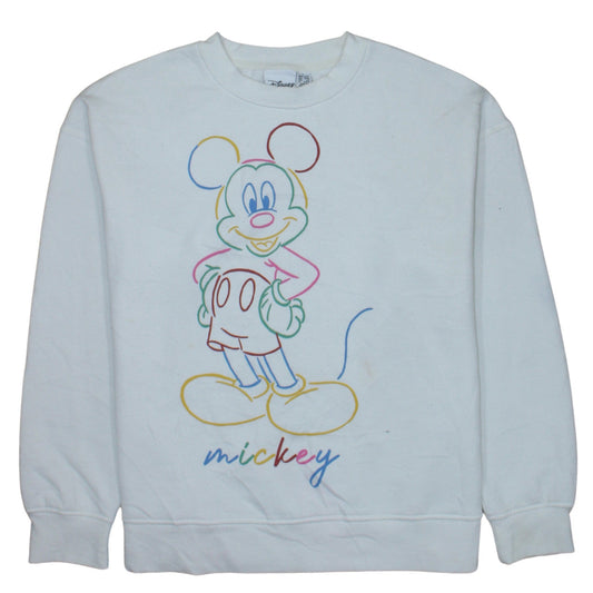 Disney Primark Women White Mickey Mouse Crew Neck Sweatshirt Size S