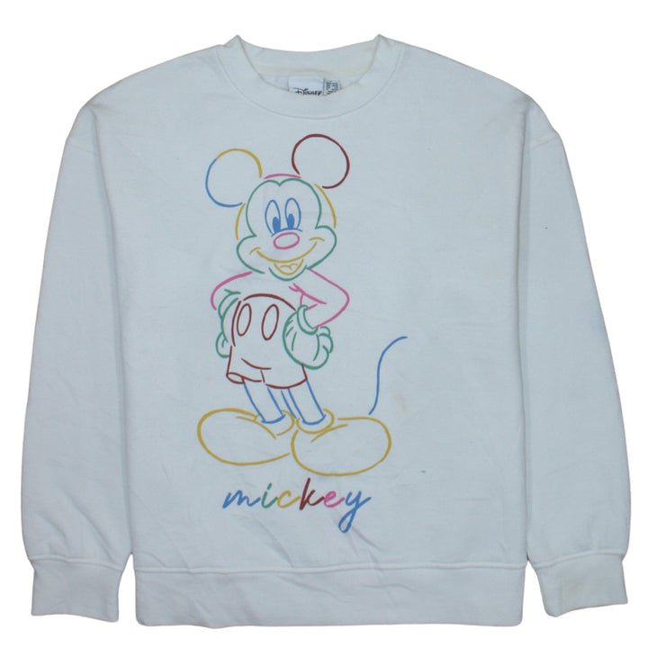 Disney Primark Women White Mickey Mouse Crew Neck Sweatshirt Size S