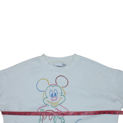 Disney Primark Women White Mickey Mouse Crew Neck Sweatshirt Size S