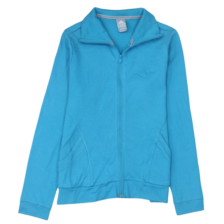 Adidas Women Blue Full Zip Sweatshirt Size 14 Organic Cotton Essentials