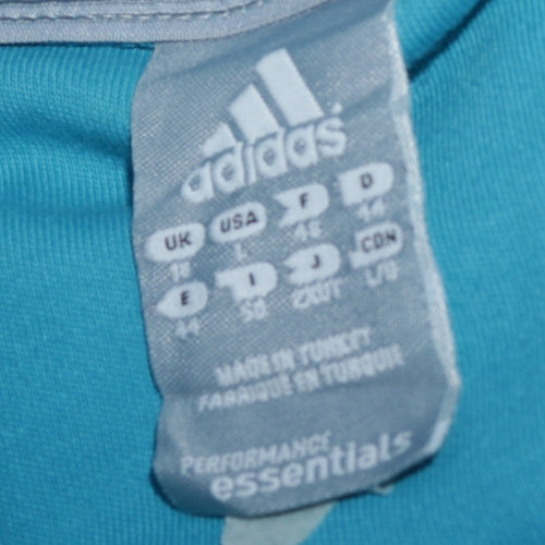 Adidas Women Blue Full Zip Sweatshirt Size 14 Organic Cotton Essentials
