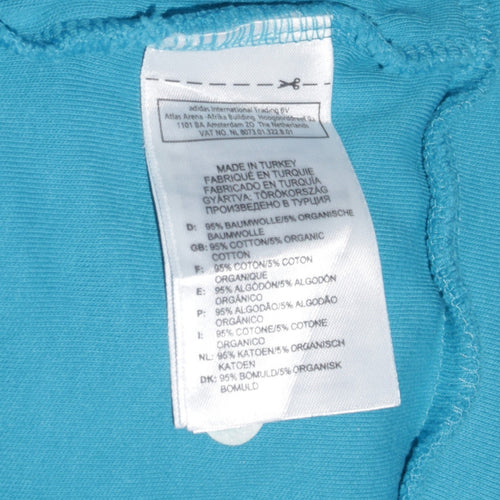 Adidas Women Blue Full Zip Sweatshirt Size 14 Organic Cotton Essentials