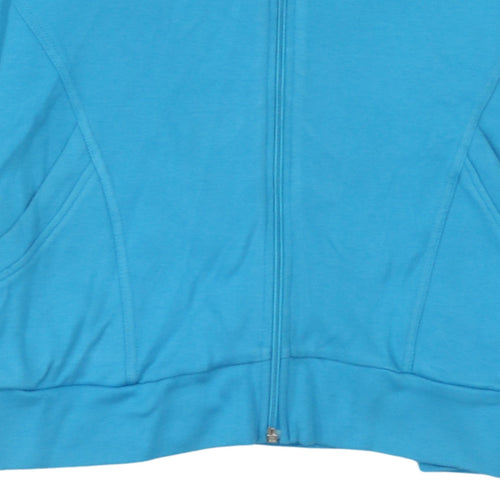 Adidas Women Blue Full Zip Sweatshirt Size 14 Organic Cotton Essentials