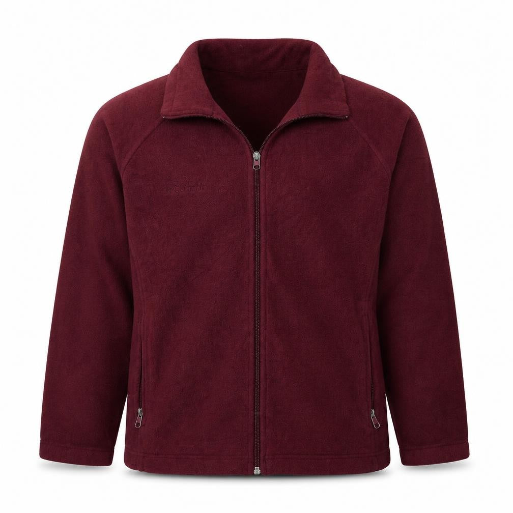 Front view of Columbia Men's Red Fleece Full Zip Jacket, size L, Regular Outdoor