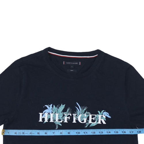 Tommy Hilfiger Men's Blue Slim Fit Graphic Cotton T-Shirt Size S