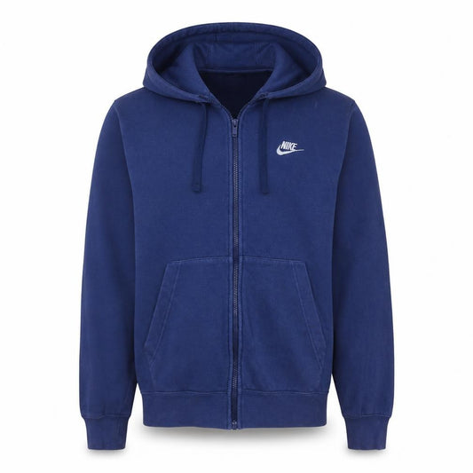 Front view of Nike Men's Blue Full Zip Hooded Cotton Jacket, size S