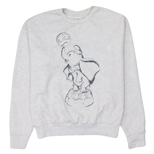 Disney Women Grey Dumbo Crew Neck Pullover Sweatshirt Size S 10/12