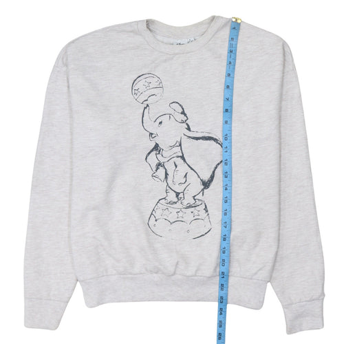 Disney Women Grey Dumbo Crew Neck Pullover Sweatshirt Size S 10/12