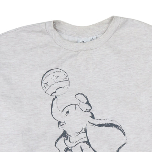 Disney Women Grey Dumbo Crew Neck Pullover Sweatshirt Size S 10/12