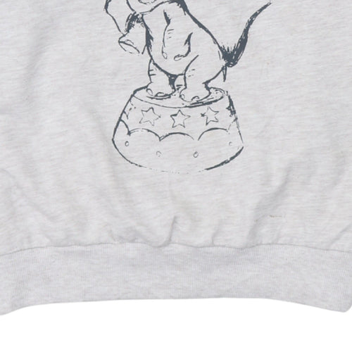 Disney Women Grey Dumbo Crew Neck Pullover Sweatshirt Size S 10/12