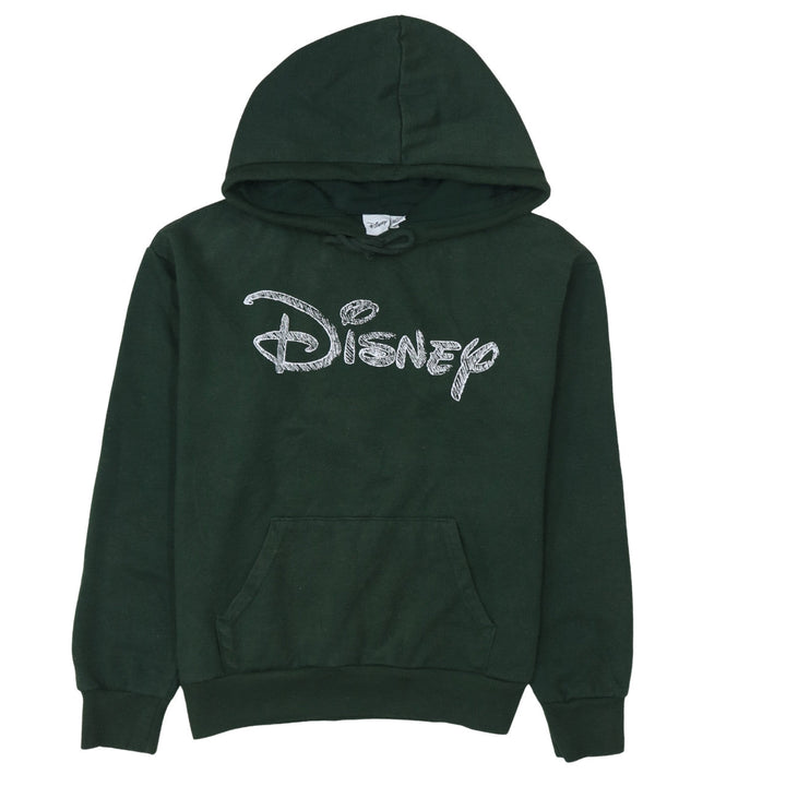 Disney Womens Dark Green Pullover Hoodie XS Relaxed Fit Cotton Blend