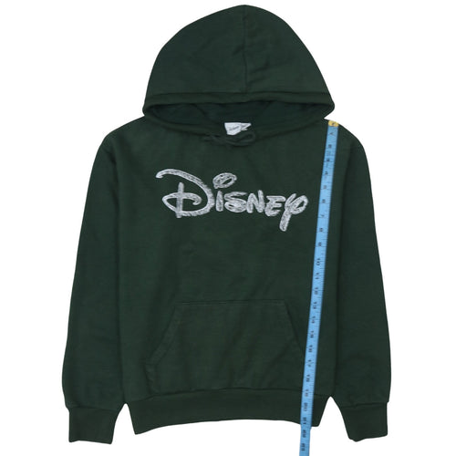 Disney Womens Dark Green Pullover Hoodie XS Relaxed Fit Cotton Blend