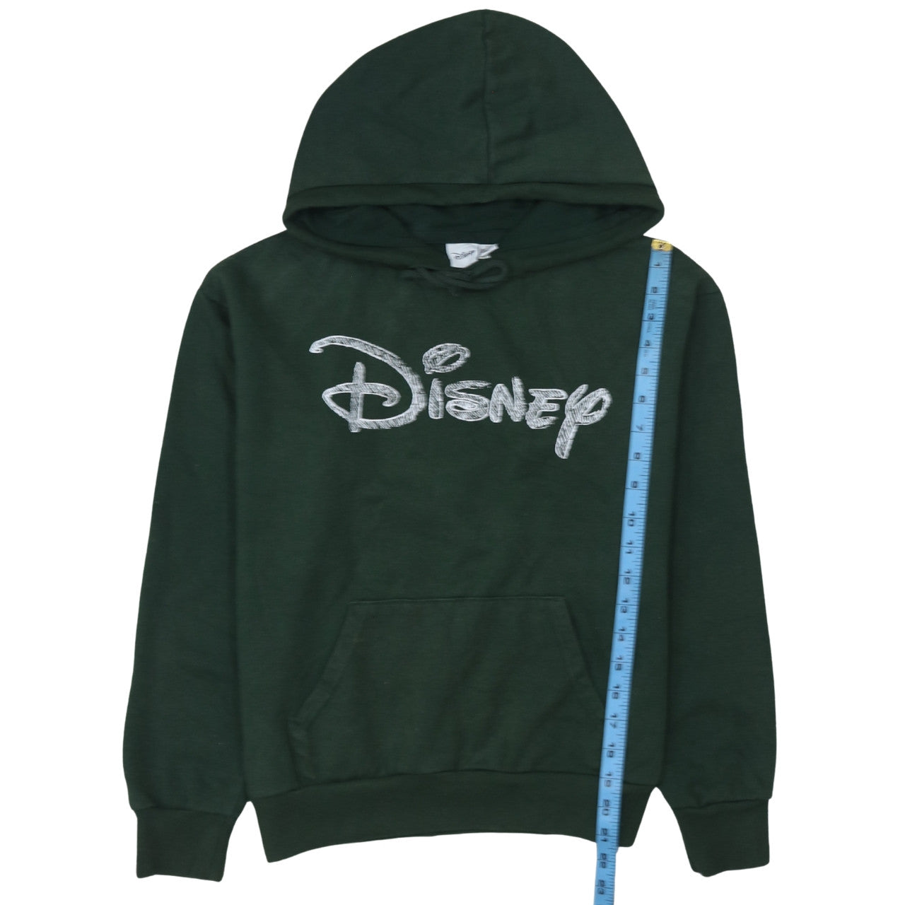 Disney Womens Dark Green Pullover Hoodie XS Relaxed Fit Cotton Blend