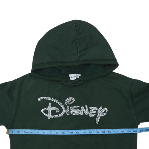 Disney Womens Dark Green Pullover Hoodie XS Relaxed Fit Cotton Blend